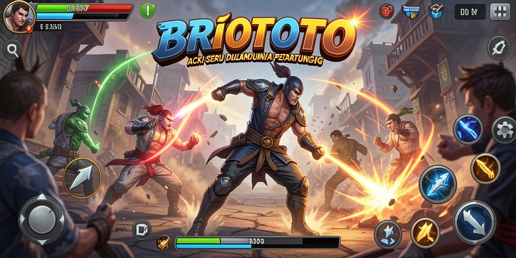 Tangkapan layar BRIOTOTO menampilkan aksi seru di arena pertarungan.