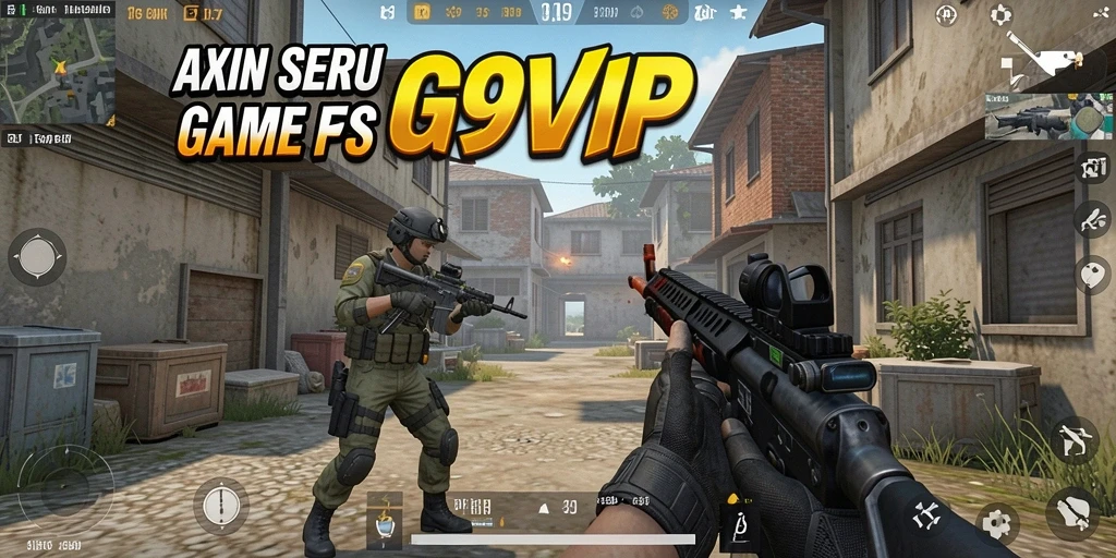 Screenshot G9VIP menampilkan aksi intens dalam gameplay FPS.