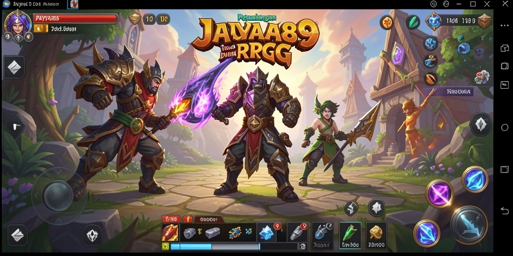 Tampilan aksi seru dalam JAYA89 saat karakter bertempur melawan monster.