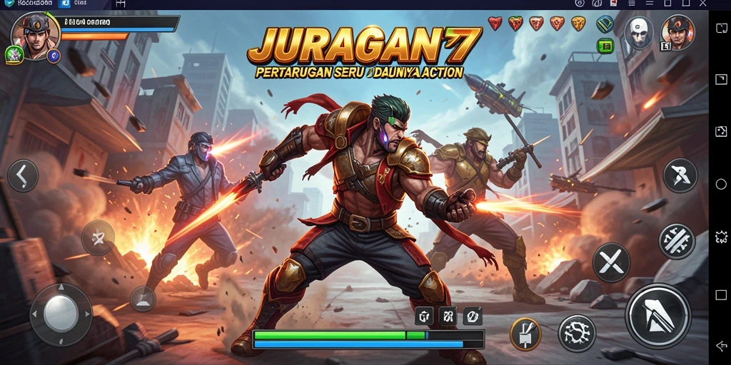 Tangkapan layar utama JURAGAN77 menampilkan aksi pertarungan yang seru.