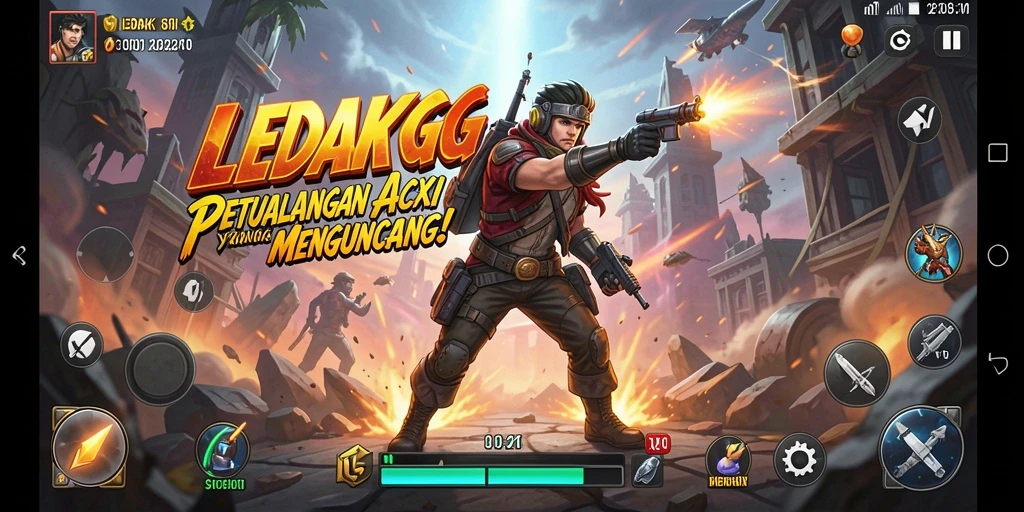 Screenshot gameplay LEDAKGG yang menunjukkan aksi mendebarkan.