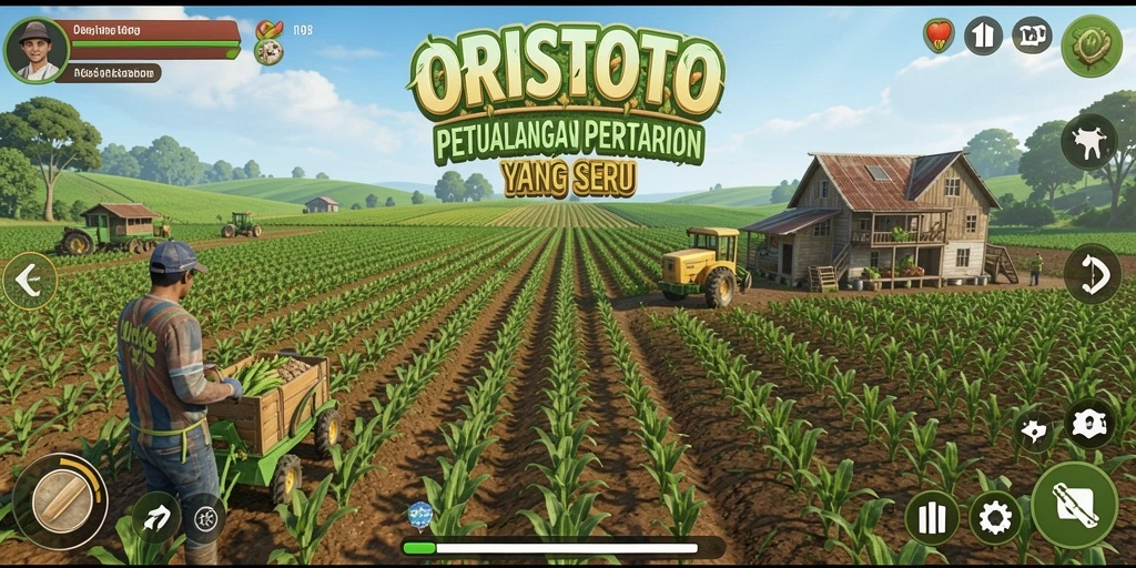 Tampilan menarik gameplay ORISTOTO dengan berbagai aktivitas bertani.