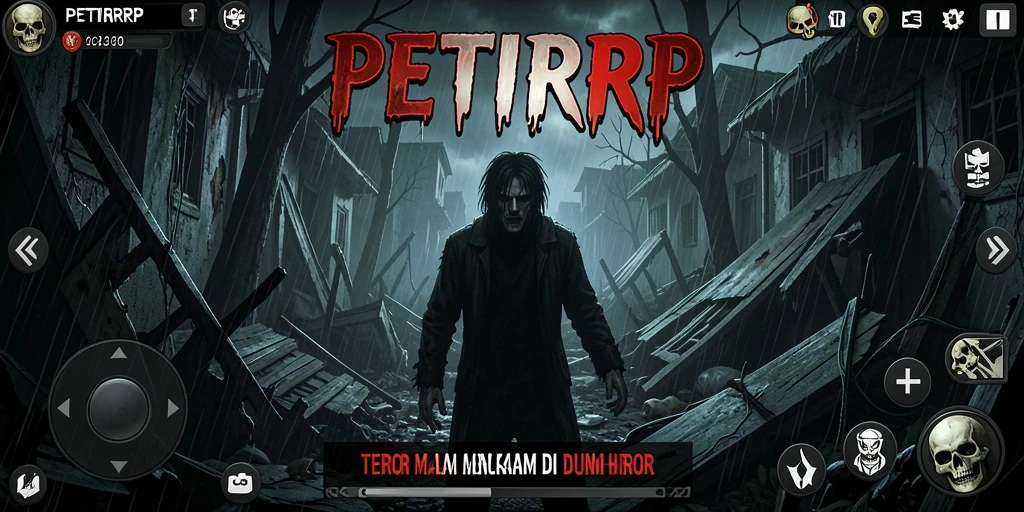 Tangkapan layar menampilkan suasana mencekam dalam permainan PETIRRP.