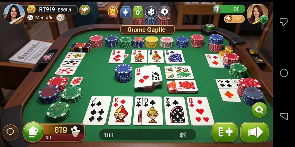 Screenshot gameplay RT99 menampilkan suasana seru bermain Gaple.