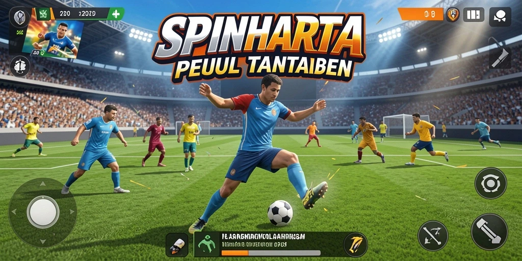 Screenshot SPINHARTA menampilkan aksi intens di lapangan olahraga.