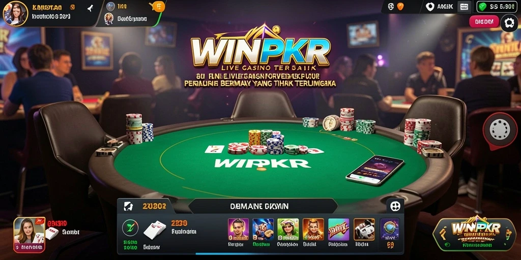 Tampilan utama WINPKR menampilkan dealer langsung dan permainan yang mendebarkan.